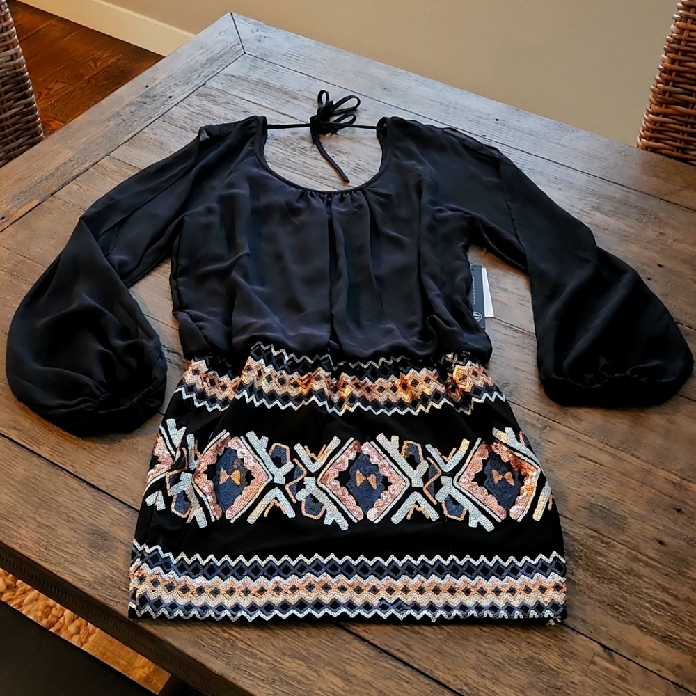As U Wish Cold Shoulder Dress With Sequin Detail Size Medium NWT